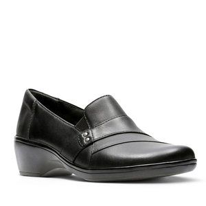 Clarks Black Leather Slip on Loafer NWT